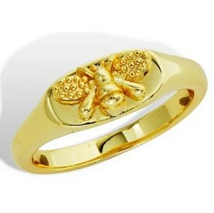 SAVVY CIE 14K Gold Plated Bee Signet Ring Sz 8. NWT!